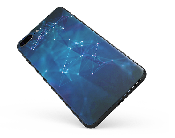 Smartphone mit digitalem Netzwerkmuster auf dem Bildschirm