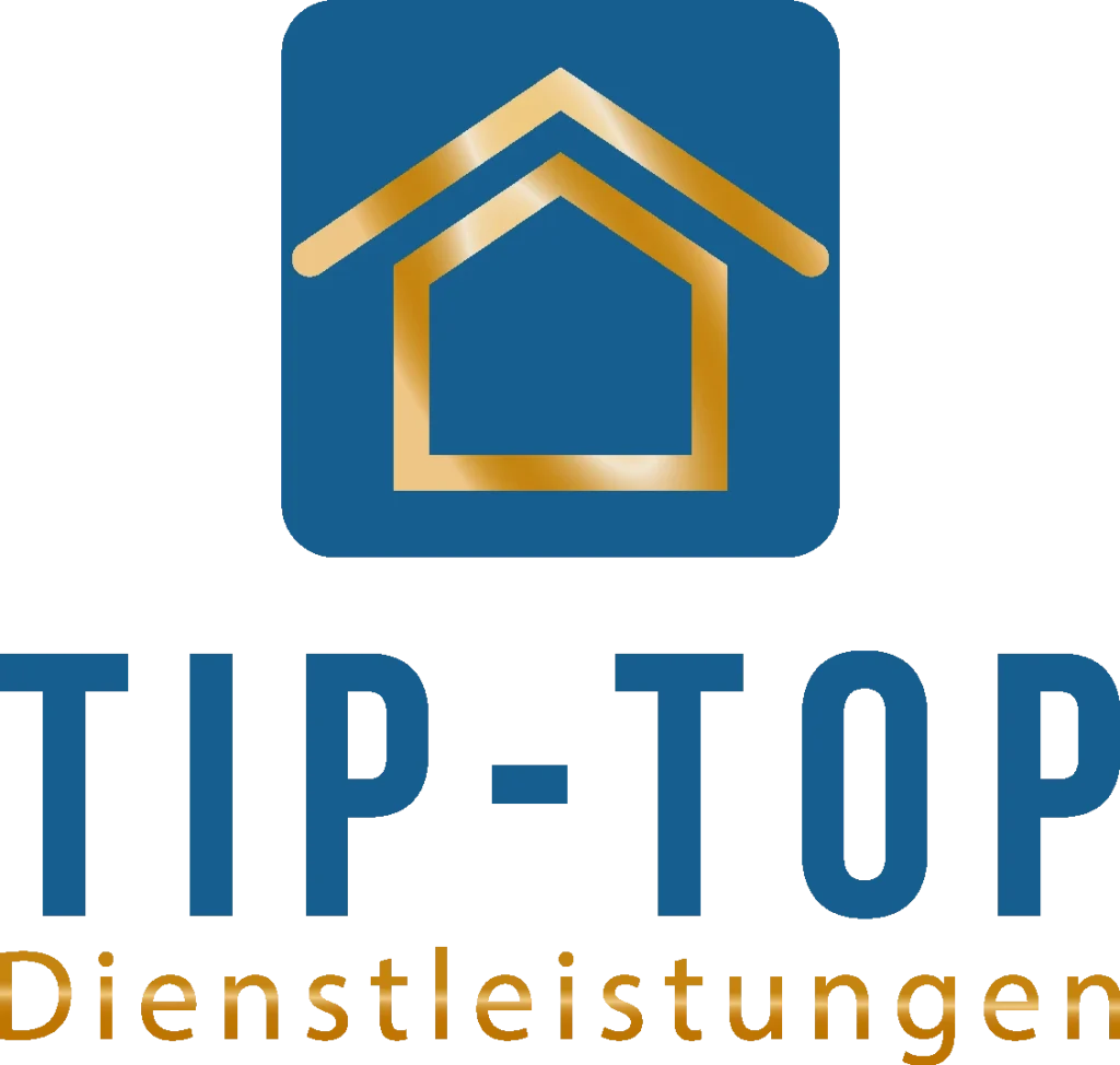 Tip-Top Dienstleistungen Logo mit Haus-Symbol in blau und gold