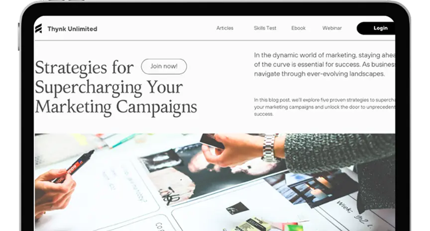 iPad zeigt modernes Webdesign einer Website