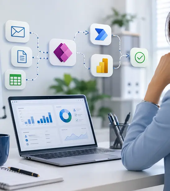 Unternehmer verwaltet Daten manuell und arbeitet mit überfüllten E-Mail-Postfächern
